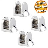 Tirnak Lux Metal Cam Raf Tutucu Cam Etejer Mentesesi Krom Metal Vidali 12 Mm (4 Adet)