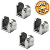 Tırnak Metal Cam Raf Tutucu Cam Etejer Menteşesi Krom Plastik Vidalı 8 Mm ( 4 Adet)