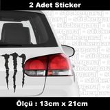 Tırnak Pençe Canavar Sticker Etiket - 2 Adet Araba Kask Motosiklet Laptop Tablet Pc Atv Uyumlu Sticker 2 Adet