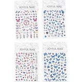 Tırnak Sticker Protez Tırnak Kalıcı Oje Süsleme, Nail Art Sticker Set 4 Adet Renkli