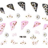 Tırnak Sticker, Tırnak Süsleme, Nail Art (ym-123) - 6X5 cm - Papatya Pembe Çiçek
