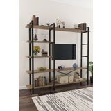 Tiryaki Aksesuar Everest Tv 160cm Metal Raflı + Kitaplık Tv sehpası Tv Ünitesi Ve Kitaplık Seti