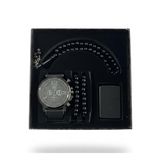 Tisaati Lüks Özel Serisi Grande Premium Kutulu Çakmak Bileklik Tesbih Ve Silikon Kordon Erkek Kol Saat Seti, Lacivert