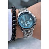 Tisaati Premium Lüks Exclusive Tasarım Özel Üretim Metal Kordon Erkek Kol Saati-Bileklik Hediyeli - Turkuaz