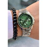 Tisaati Premium Lüks Exclusive Tasarım Özel Üretim Metal Kordon Erkek Kol Saati-Bileklik Hediyeli - Yeşil
