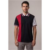 Tisho Erkek Polo Yaka T-Shirt Parçalı Kırmızı Beyaz Siyah %100 Pamuk Pike Kumaş