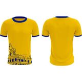 Tişört Boxy Kesim Kısa Kollu Düz Etek Ucu Düz - Sarı - Lacivert - 2XL