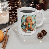 Tişört Kodu 3D Gingerbread Christmas Kupa – Yılbaşı Temalı Sevimli Tasarım - Beyaz