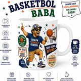 Tişört Kodu Basketbol Baba Baskılı Porselen Kupa – Eğlenceli Spor Temalı Baba Kupası - Beyaz