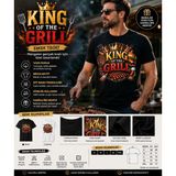 Tişört Kodu King Of The Grill Erkek Regular Fit Tişört – Barbekü Ustası Baba Tasarımı - Beyaz - XL