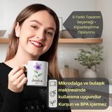 Tişört Kodu Kişiselleştirilebilir Çiçek Tasarımlı Porselen Kupa – 6 Tasarım Seçeneği (Zambak) - Beyaz - 330 ml