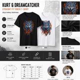 Tişört Kodu Kurt & Dreamcatcher Grafik Baskılı Straight Fit Erkek Tişört - Beyaz