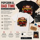 Tişört Kodu Popcorn & Dad Time Erkek Regular Fit Tişört - Siyah - XL