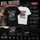 Tişört Kodu Real Drivers Erkek Tişört – Built To Haul, Trucker & Big Rig Temalı Siyah T-Shirt - XL