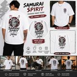 Tişört Kodu Samurai Spirit Sırt Baskılı Oversize Erkek Tişört – Japon Temalı Streetwear Tasarım - Beyaz