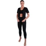 Tista Termal Sauna Terleten Zayıflatan Fermuarlı Kısa Kol Tayt Body Takım - 2XL - Siyah