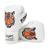 Titan Sport 10 oz Beyaz Kaplan Desenli Boks Eldiveni Esnek Yapı ile Muay Thai ve Kick Boks İçin