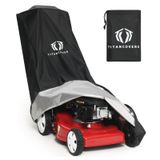 TitanCovers PA kaplamalı çim biçme makinesi örtüsü, çift ipli ve saklama çantası, ağır hizmet tipi 600D polyester Oxford itmeli biçme makinesi örtüsü, su geçirmez çim biçme makinesi örtüsü, dış mekan