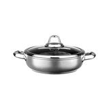 Titanium 28CM Sığ Tencere, Çelik Kulp, Özel Çerçeveli Cam Kapak Metalik Gri - (No Color) - Option-1