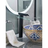 Titanium Design Cam Şelale Siyah Çanak Lavabo Bataryası