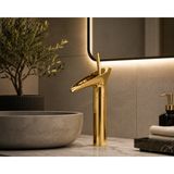 Titanium Design Tulumba Gold Çanak Şelale Lavabo Bataryası
