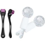 Titanyum Uçlu 540 Iğneli Derma Roller 0.5 mm ve Ice Globes Soğuk Masaj Topu 2 Adet - Bej