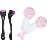 Titanyum Uçlu 540 Iğneli Derma Roller 0.75 mm ve Soğuk Masaj Topları 2'li Set - Açık Pembe