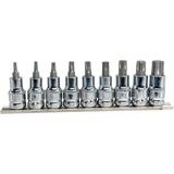 Titi 6195 1/2" Torx Bits Uçlu Lokma Anahtar Takımı 9 Parça (Raylı)