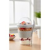 Titiz 600 ml Kaşıklı Yoğurt & Müsli Kabı - Taşınabilir Kase - Beyaz