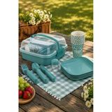 Titiz Lovely 32 Parça 6 Kişilik Piknik Seti Bpa Free Kapaklı Taşınabilir Piknik Sepeti