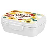 Titiz Plastik Onyx Good Food Desenli Kilitli Beslenme / Lunch Box - 1000 ml - Beyaz