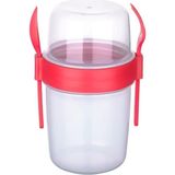Titiz Plastik Take "n" Go Kaşıklı ve Çatallı Müsli Kabı 1100ML Bordo