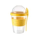 Titiz Plastik Take'n Go Detoks Kabı Kapaklı Kaşıklı Hazırla ve Çık Meyveli Yoğurt Kabı 600ML (Sarı)