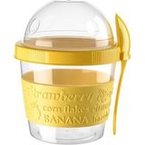 Titiz Plastik Take'n Go Kapaklı Detoks Kabı Kaşıklı Hazırla ve Çık Meyveli Yoğurt Kabı 500ML (Sarı)
