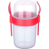 Titiz Take "n" Go Kaşıklı ve Çatallı Müsli Kabı 650 ml (Kırmızı)