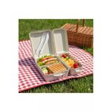 Titiz Takeaway Beslenme Kabı Seti Bölmeli Lunch Box Çatal Bıçak Dahil Bpa Free Krem