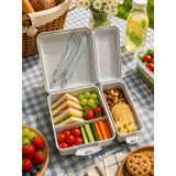 Titiz Takeaway Beslenme Kabı Seti Bölmeli Lunch Box Çatal Bıçak Dahil Bpa Free