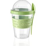 Titiz Take'n Go Kapaklı Kaşıklı Hazırla ve Çık Hazneli Yoğurt Kabı 600 ml (Yeşil)