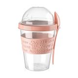 Titiz Take'n Go Kapaklı Kaşıklı Hazırla ve Çık Meyveli Yoğurt Kabı 600 Ml - Pembe
