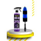 tito car Demir Tozu Jant Temizleme Spreyi 600 ml + Jant Temizleme Fırçası Mavi-Siyah 45 cm