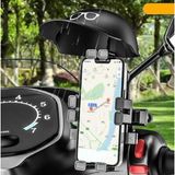 Titreşim Önleyici Otomatik Tuşlu Motosiklet Bisiklet Scooter Atv Telefon Tutucu Gidon Ayna Bağlantılı Telefon Tutucu Motor Tutacağı Motor Tutacak Güçlü Tutuş ZR729 - 01-Siyah