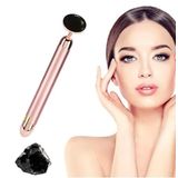 Titreşimli Güzellik Masaj Kalemi Doğal Black Obsidian Taş, Pembe Çubuk