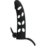 Titreşimli Klitoral Uyarıcılı Uzatmalı Penis Kılıfı Zenci Penis