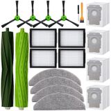 Tivcroxs Yedek Parça Aksesuarları iRobot Roomba Combo i5+j5+Robot Süpürge, 1 Set Rulo Fırça & 4 Filtre & 4 Paspas Pedleri & 4 Vakum Torbası & 4 Yan Fırça