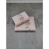 Tivoli 2'li Bambu Banyo Havlu Seti - Çiçek Nakışlı & Yumuşak Banyo Havlusu - Tivoli Julia - Pudra - 70 x 140 cm - 50 x 90 cm