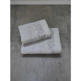 Tivoli 2'li Bambu Çeyizlik Havlu Seti - Yumuşak & Yüksek Su Emici - Çiçekli Banyo Havlusu - Tivoli Cloé - Gri - 70 x 140 cm - 50 x 90 cm