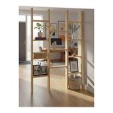 Tiydem Masif Ahşap Raflı Oda Ayırıcı Seperatör Duvar Dekor Paravan 100X250 cm Boyasız Doğal Ahşap Rengi - 100 x 250