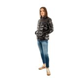 Tjw Slim Zip Print Kadın Siyah Şişme Ceket XS