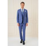 Tk 903 Slim Fit Indigo-Mavi Klasik Takım Elbise - 46 - Indigo - Mavi - 6 Drop