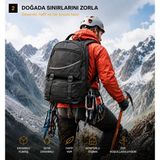 TK Ortapedik Çok Gözlü Körüklü Dağcı Kamp Seyahat Çantası - Siyah-1025
